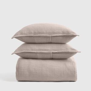 NWT Quince Set Organic Ribbed Cotton Coverlet Sand King/Cal King Blanket Tan